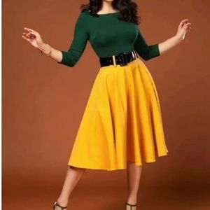 EUC Pinup Couture Doris Skirt in Mustard SMALL
